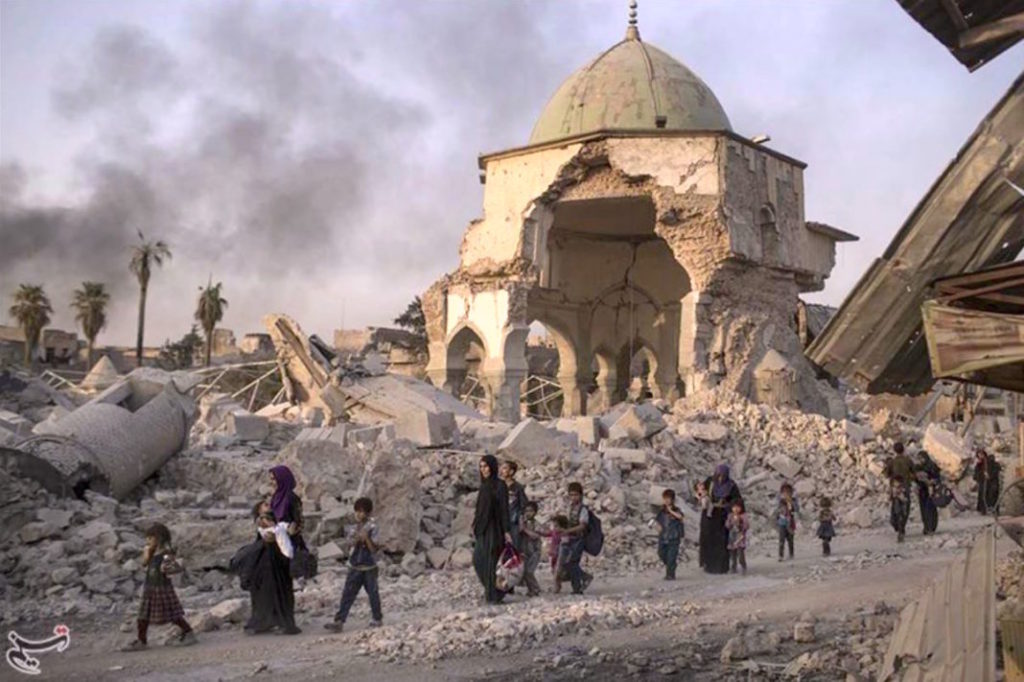 Mosul’s Great Mosque of Al-Nuri and its iconic leaning minaret was ravaged in 2018 during battles to retake the Iraqi city from militants