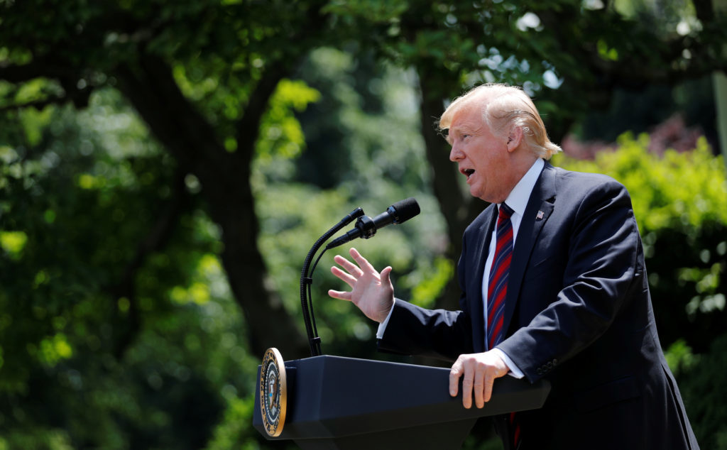 President Trump delivers remarks on U.S. immigration policy in the Rose Garden of the White House in Washington, U.S., May 16, 2019. - REUTERS