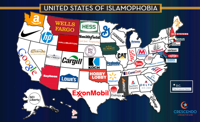 Report finds nation’s wealthiest corporations connected to anti-Muslim organizations, candidates and policies