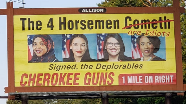 Gun shop in North Carolina puts up ‘Four Horsemen’ billboard to insult Tlaib, fellow congresswomen