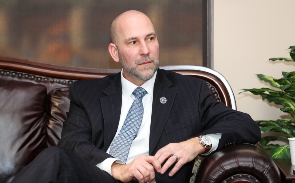 Steven M. D'Antuono, Michigan’s FBI director, at the Arab American News offices in Dearborn