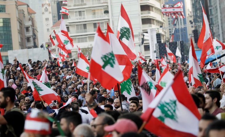 Lebanese protesters pack streets to mark independence day