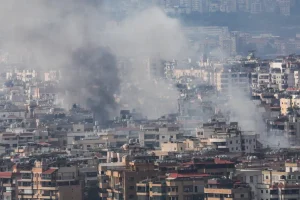 Smoke rises over Dahiyeh in Beirut's southern suburbs after overnight Israeli air strikes [Amr Abdallah Dalsh/Reuters]