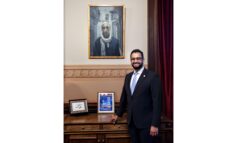 Painting by the late Egyptian artist Zahran Salama on display in the Michigan State Capitol