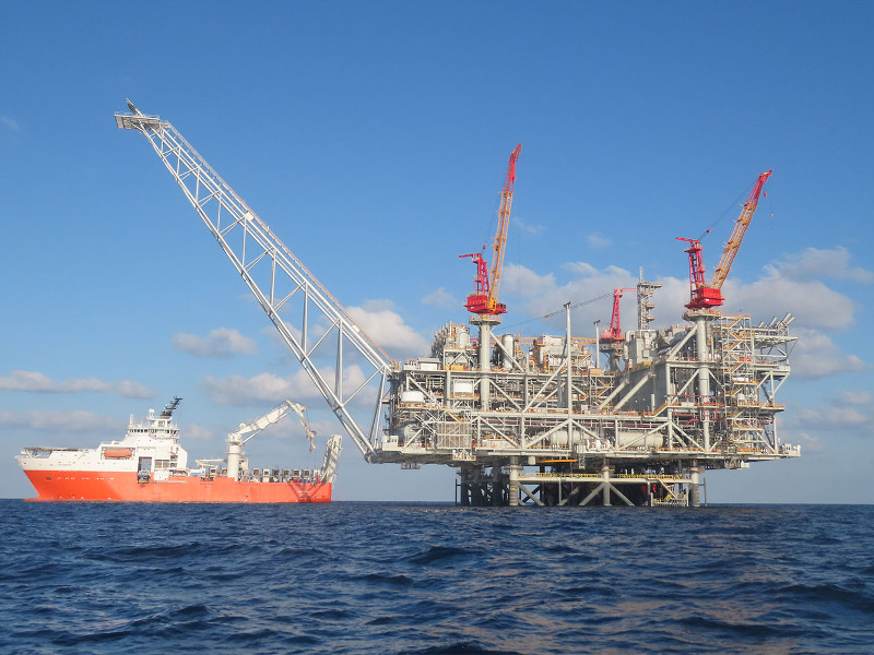 Drilling at the Leviathan gas field in the Mediterranean Sea