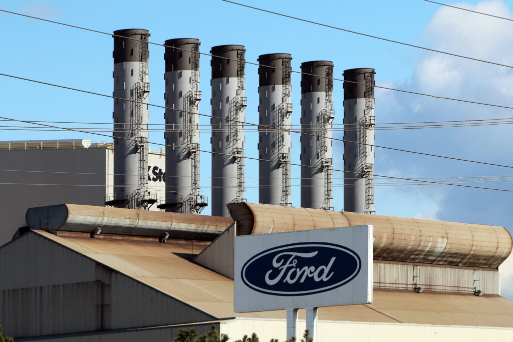Smoke stacks at the Ford Motor Company's Rouge site