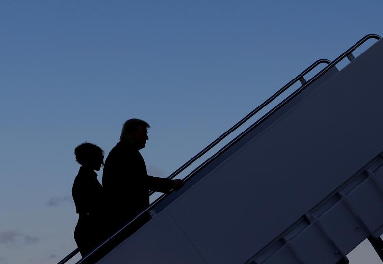Former President Donald Trump and his First Lady Melania Trump leave for Florida, Wednesday, Jan. 20