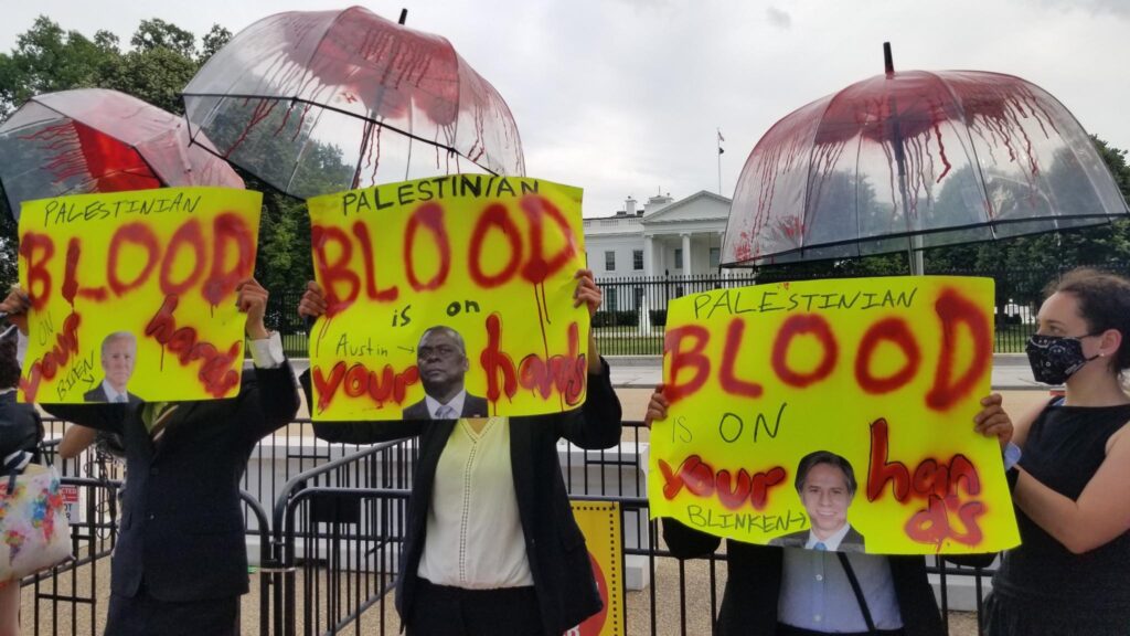 A demonstration outside the White House, organized by Palestine Youth Movement and other solidarity groups, Thursday, June 3. Photo courtesy: Laura Albast