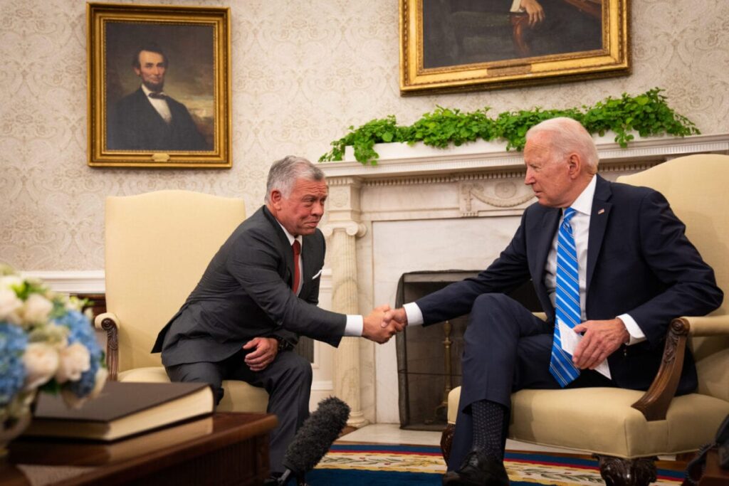 President Biden and King Abdullah II of Jordan meet in the Oval Office of the White House in Washington, D.C., July 19. Photo: Sarahbeth Maney/Getty Images