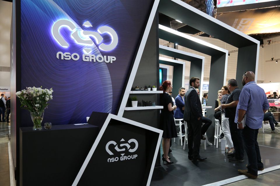 Israeli cyber firm NSO Group's exhibition stand is seen at "ISDEF 2019", an international defence and homeland security expo, in Tel Aviv, Israel June 4, 2019. Photo: Keren Manor/Reuters