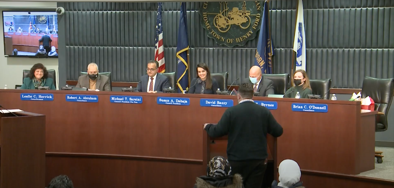 Dearborn City Council meeting, Dec. 7. Screengrab