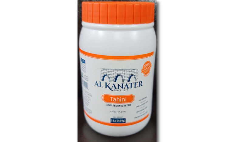 1 lb jars of Al kanater brand tahini recalled for potential Salmonella contamination