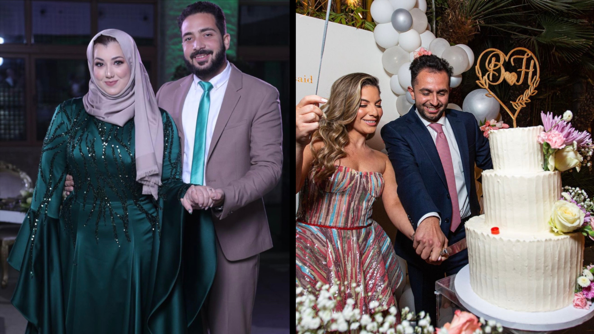 Couples that have met through Baklava: (left) Rayan and Mohammad, (right) Hana and Bilal