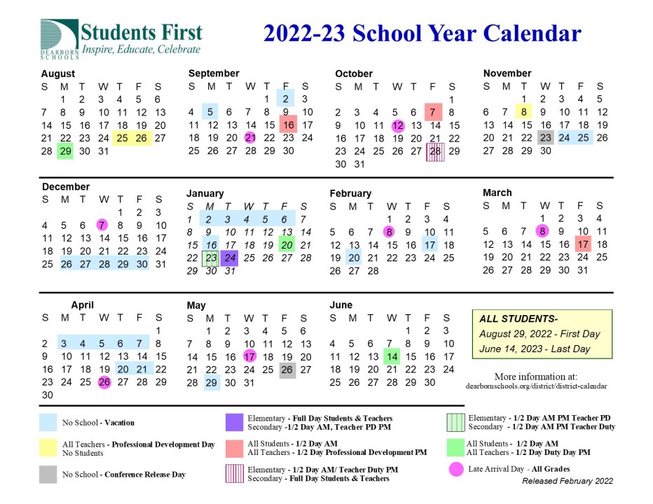 Dearborn Public Schools releases 202223 school calendar