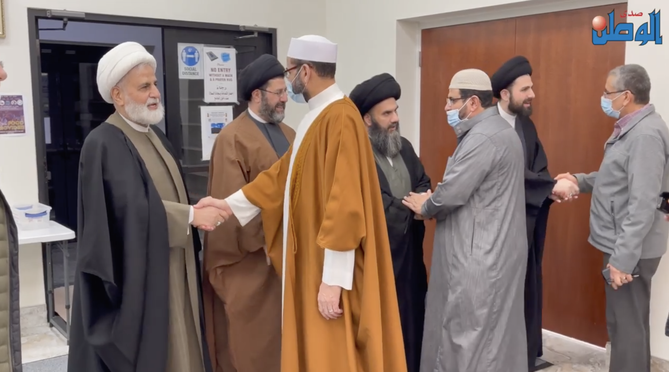 Local faith leaders meet with Al-Huda officials in at the mosque Dearborn. Screengrab/The Arab American News