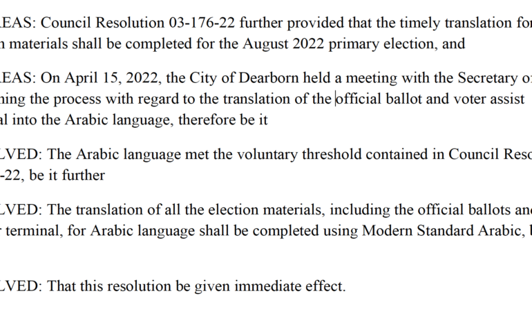 Dearborn City Council passes supplemental to language access resolution to specify Arabic