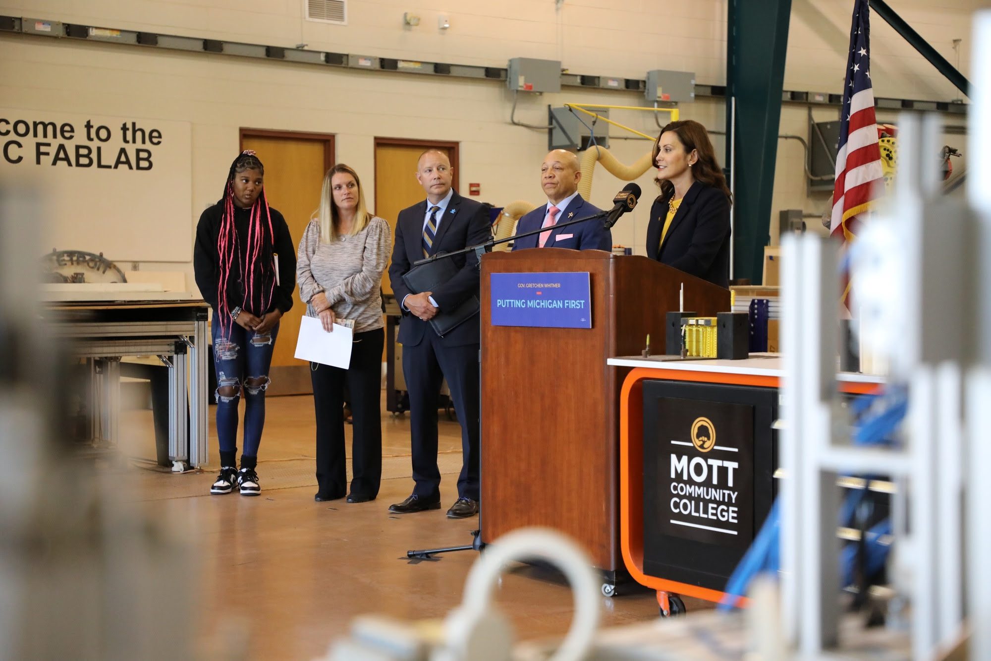 Governor Whitmer signs the state’s education budget and speaks about what it contains, at the Mott Community College Regional Tech Center in Flint, Thursday, July 14. Photo: Office of the Governor