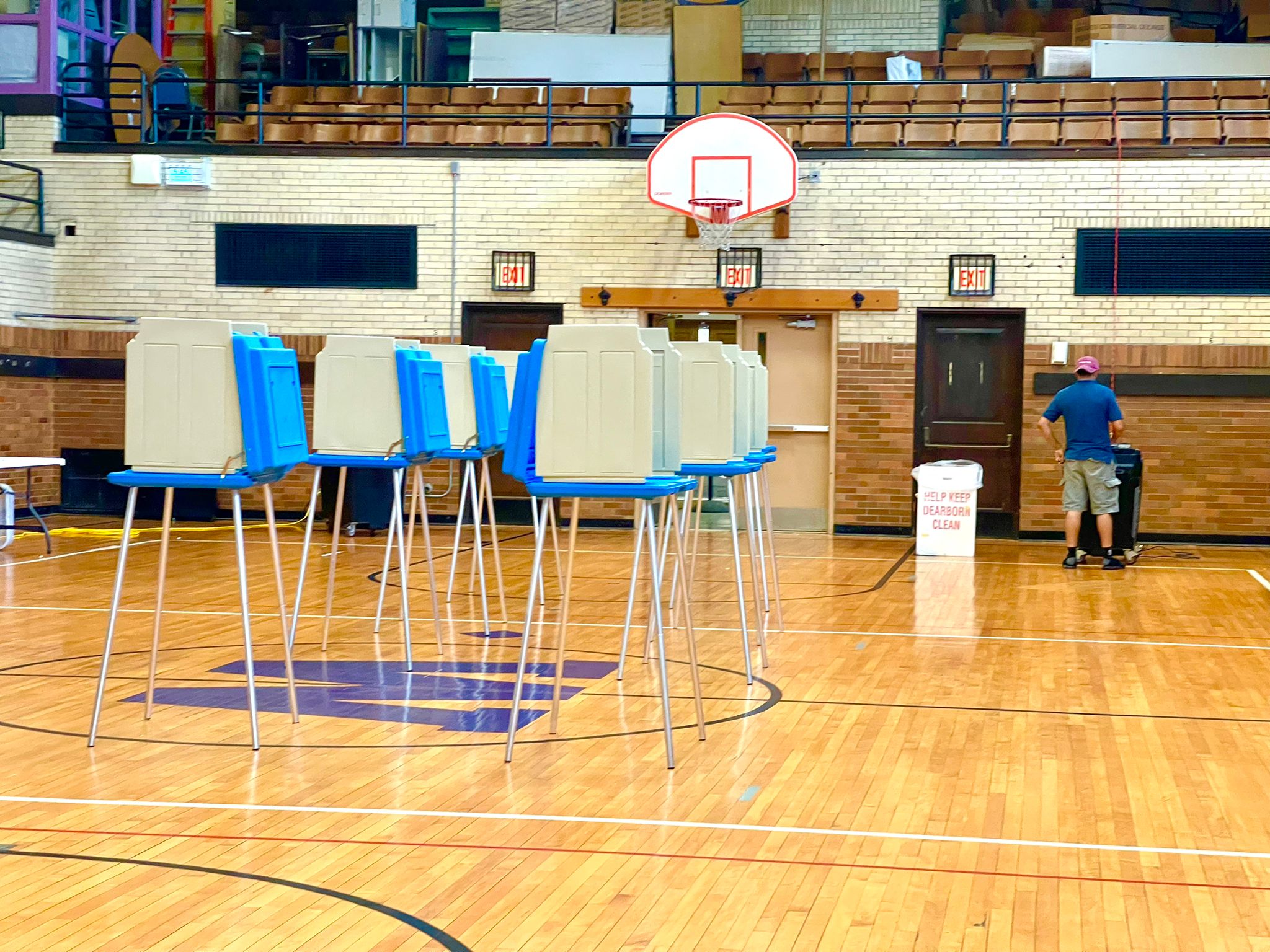 Voting booths at a precinct in Dearborn, August 2. Photo: Imad Mohamad/The Arab American News