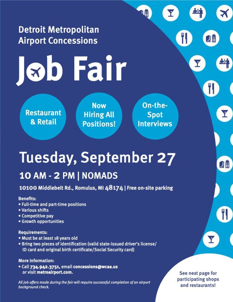 Detroit Metropolitan Airport seeking concession workers at job fair