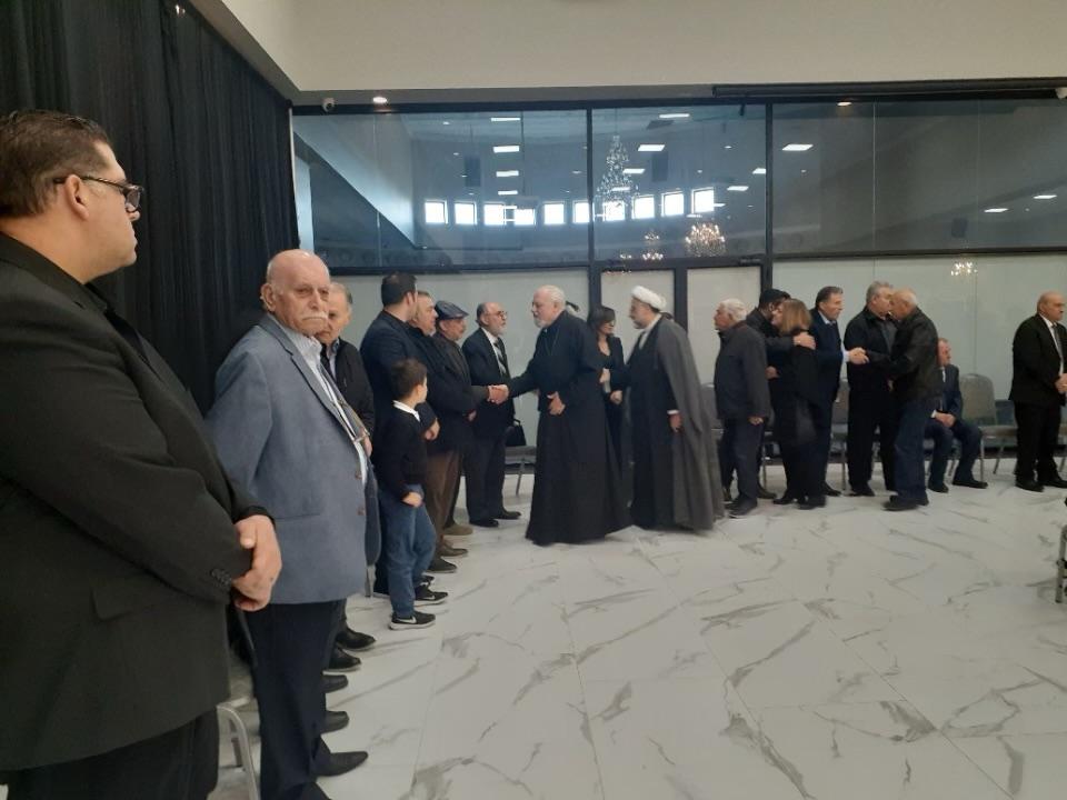 Community and religious leaders offering condolences to the Saad family at Bint Jebail Cultural Center on Wednesday, May 4.