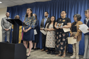 Michigan Sen. Stephanie Chang, D-Detroit, speaks at a media event Wednesday in Lansing. She and other Democrats say they are confident they can pass a law granting driver licenses to undocumented workers. - Photo courtesy of Bridge