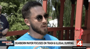 Dearborn Mayor Abdullah Hammoud during an interview with WDIV-TV about his effort to combat garbage dumping in the city. - Screengrab