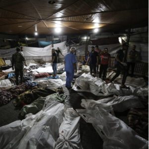 Victims of the Israeli bombing of Al-Ahli al-Arabi hospital.