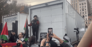 Hundreds of pro-Palestine protesters – including Oscar-winning actress Susan Sarandon – came together in New York Union Square Friday. - Videograb