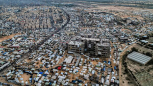 Tent camps of displaced Palestinians in Rafah in the southern Gaza Strip close to the border with Egypt in December. File photo by AFP