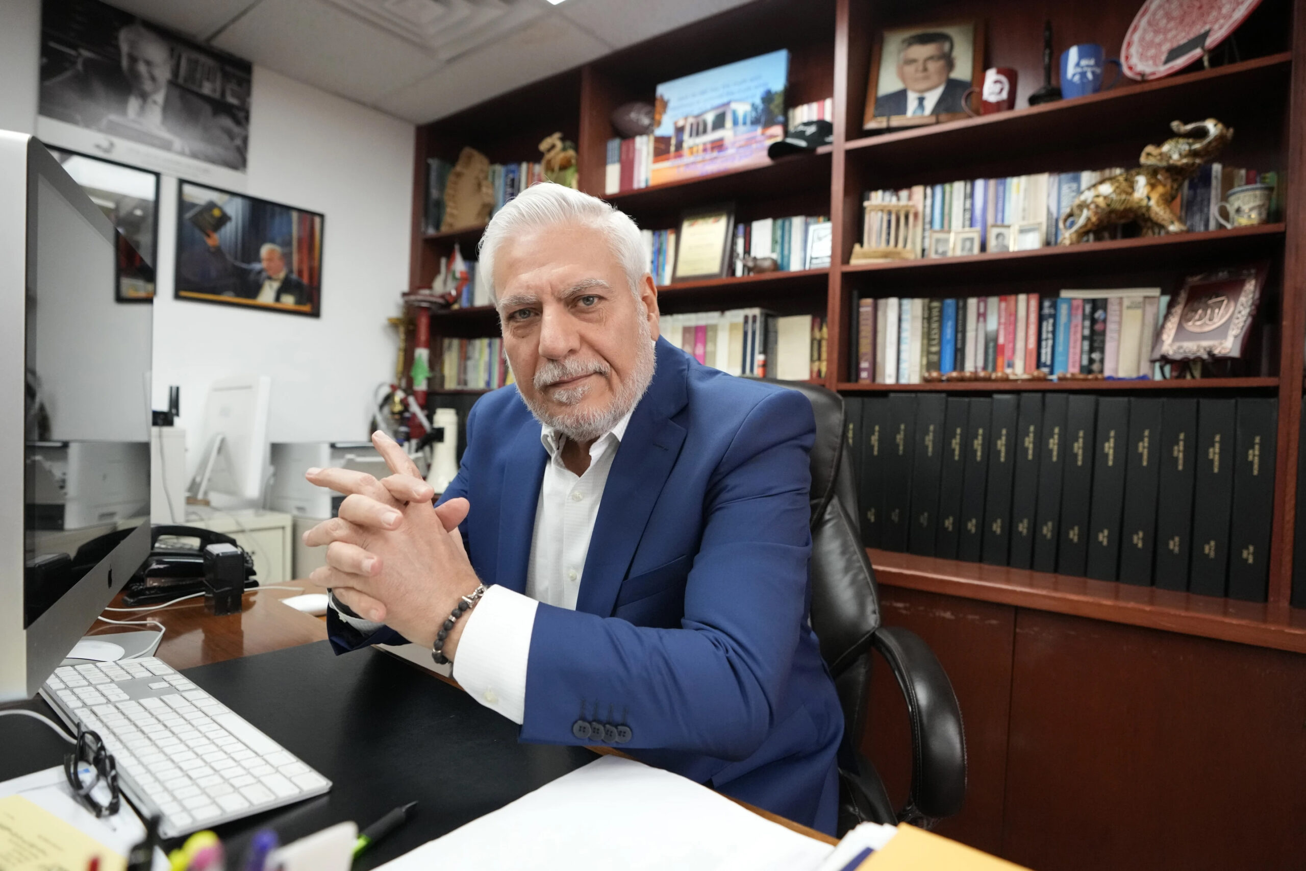 Osama Siblani, publisher of The Arab American News, photograhed in his office on April 10, in Dearborn, Michigan. – Photo by AP/Carlos Osorio