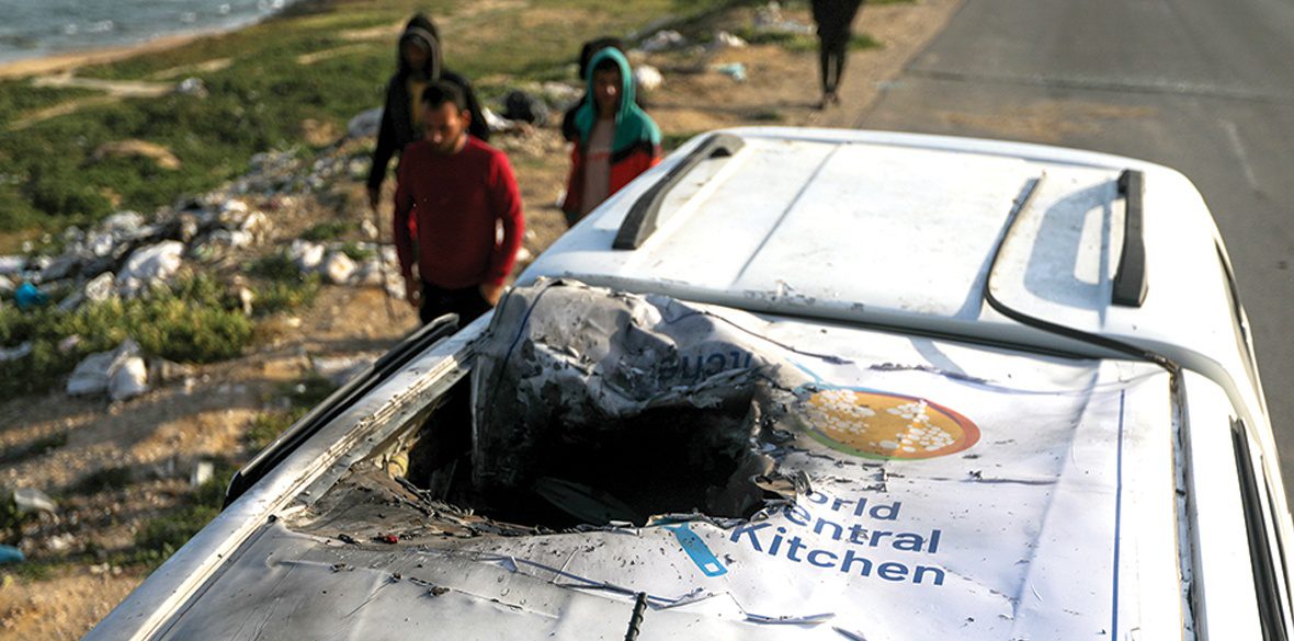 TARGETING AID: World Central Kitchen vehicle hit in an Israeli airstrike in Deir al Balah, Gaza Strip, on Tuesday, April 2 2024