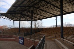 The backstop and grandstands at Hamtramck Historic Stadium. – Photo by Natalie Davies/The Arab American News