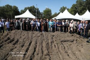 Imam Sayed Hassan Qazwini (center) surronded by city officials, community and religious leaders during the groundbreaking of the new center on Beech Daly Street in Daerborn Heights. – Photo courtesy of the Islamic Institute of America