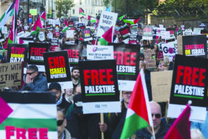 Tens of thousands of protesters march across Vauxhall Bridge in solidarity with the Palestinian people and demand an immediate ceasefire in Gaza on November 11, 2023, in London, United Kingdom . – File photo