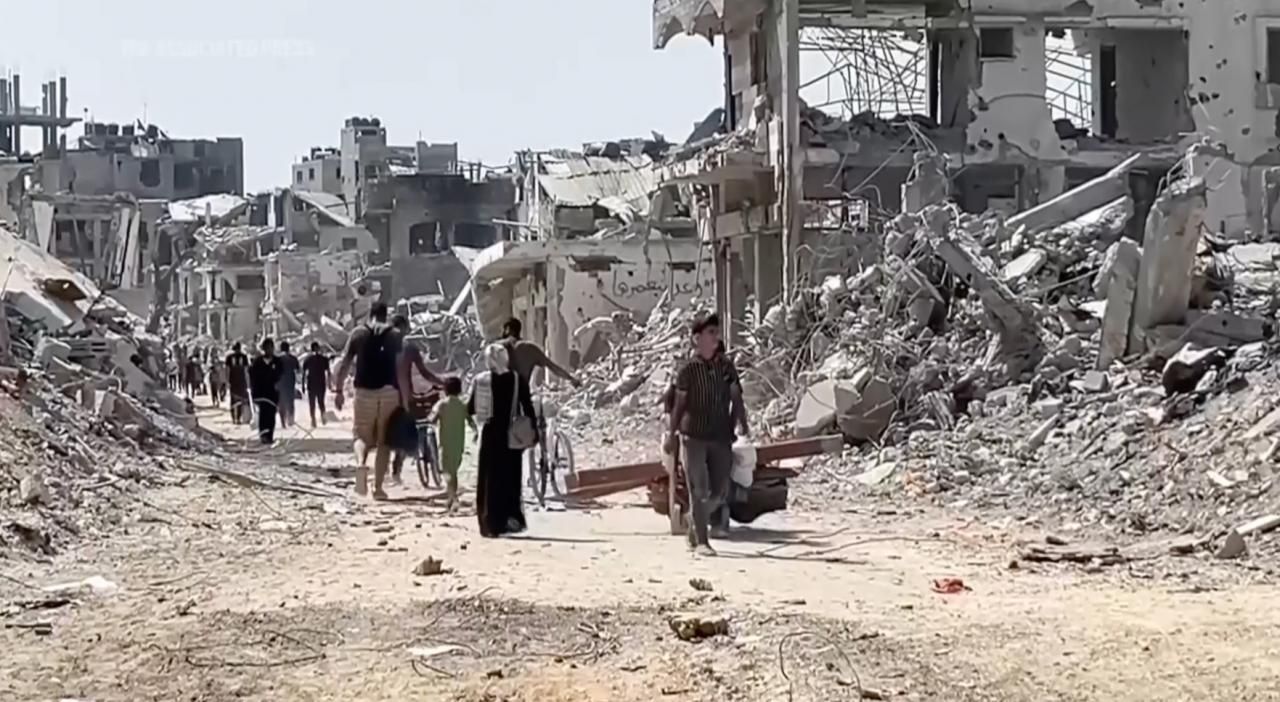 Palestinians returned to scenes of destruction in Gaza City’s Shijaiyah neighborhood on Thursday, July 11, 2024, after Israeli troops withdrew following a two-week offensive. – Videograb
