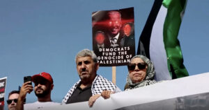 Gaza protest at the DNC in Chicago. – Videograb