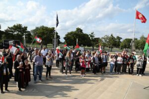 Protesters at the Dearborn rally against Israeli aggression, genocide and assassinations in the Middle East, Monday, August 5. – Photos by Shehab's Pro Media