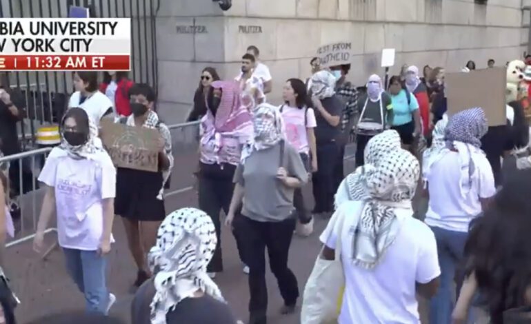 Pro-Palestinian protesters demonstrate outside Columbia University as classes begin