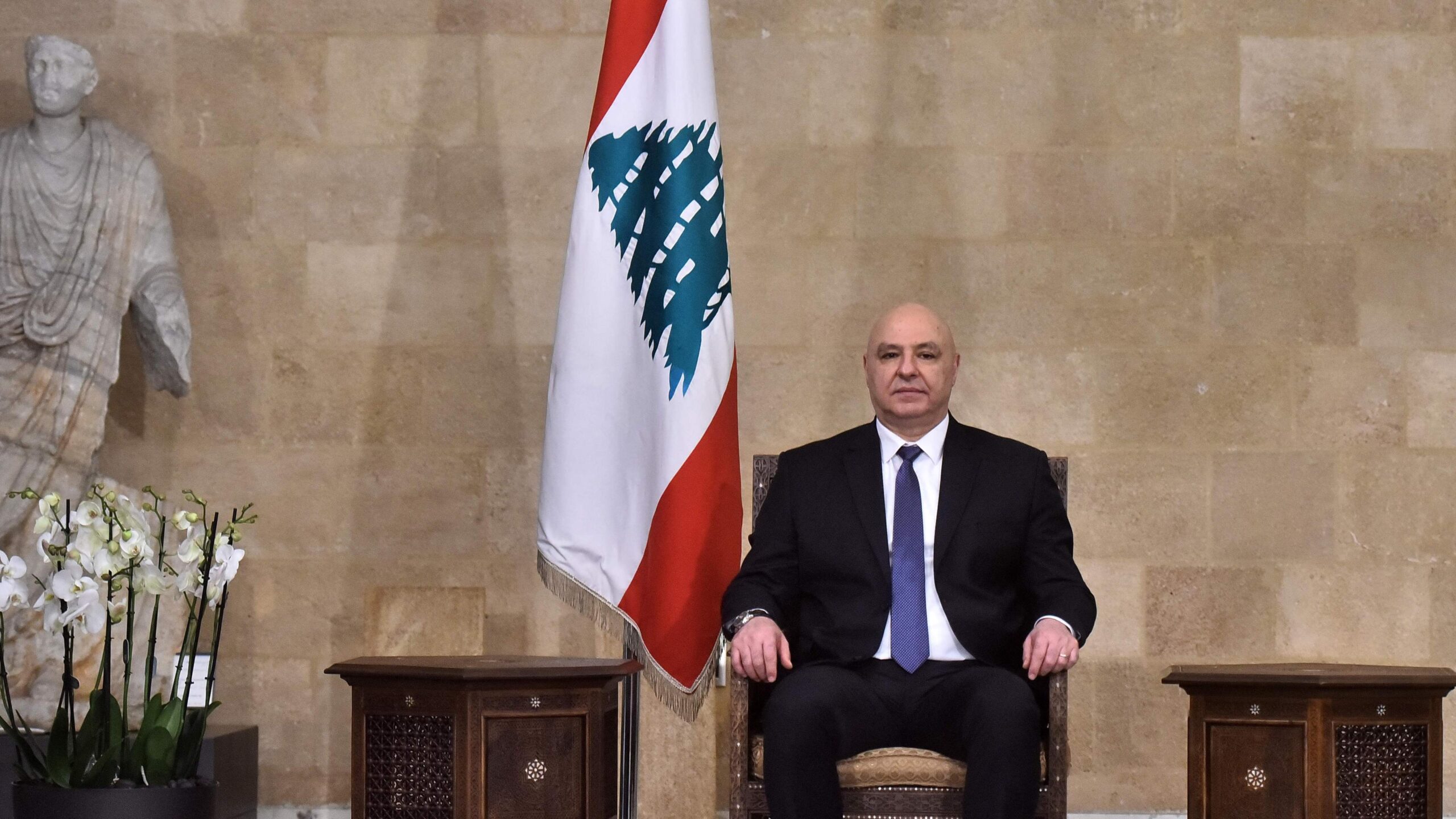 Newly elected Lebanese president Joseph Aoun poses for a photograph at the presidential palace in Baabda, east of Beirut on January 9, 2025. – Photo by AFP