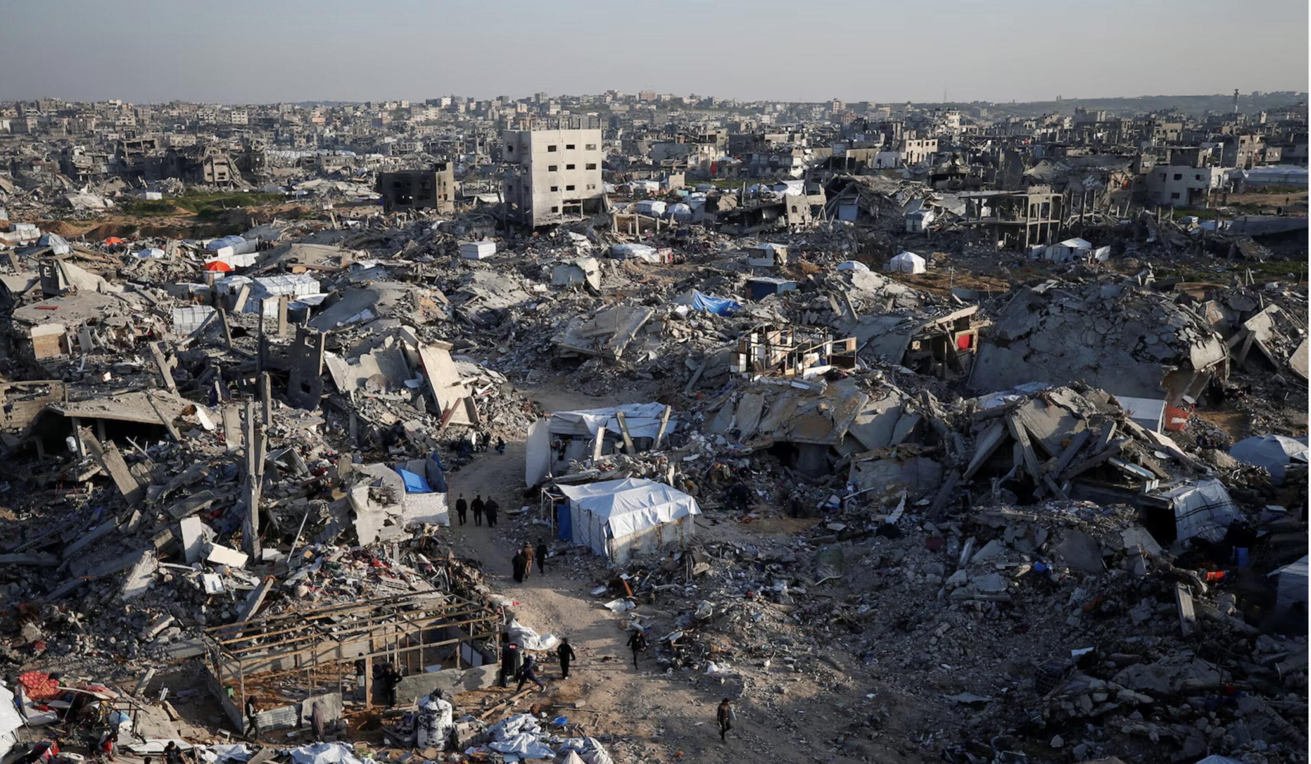 The rubble of destroyed buildings is seen, amid a ceasefire between Israel and Hamas, at Jabalia refugee camp, northern Gaza Strip, February 26, 2025. REUTERS