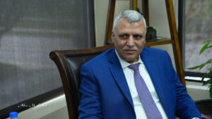 Major General Hassan Ezzat Choucair speaks during an interview at the offices of The Arab American News in Dearborn on Wednesday, April 23. – Photo by Abbas Shehab