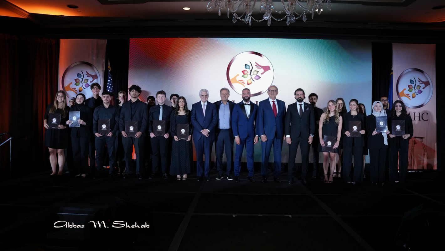 Scholarship recipients with members of LAHC and guests. – Photo by Abbas Shehab