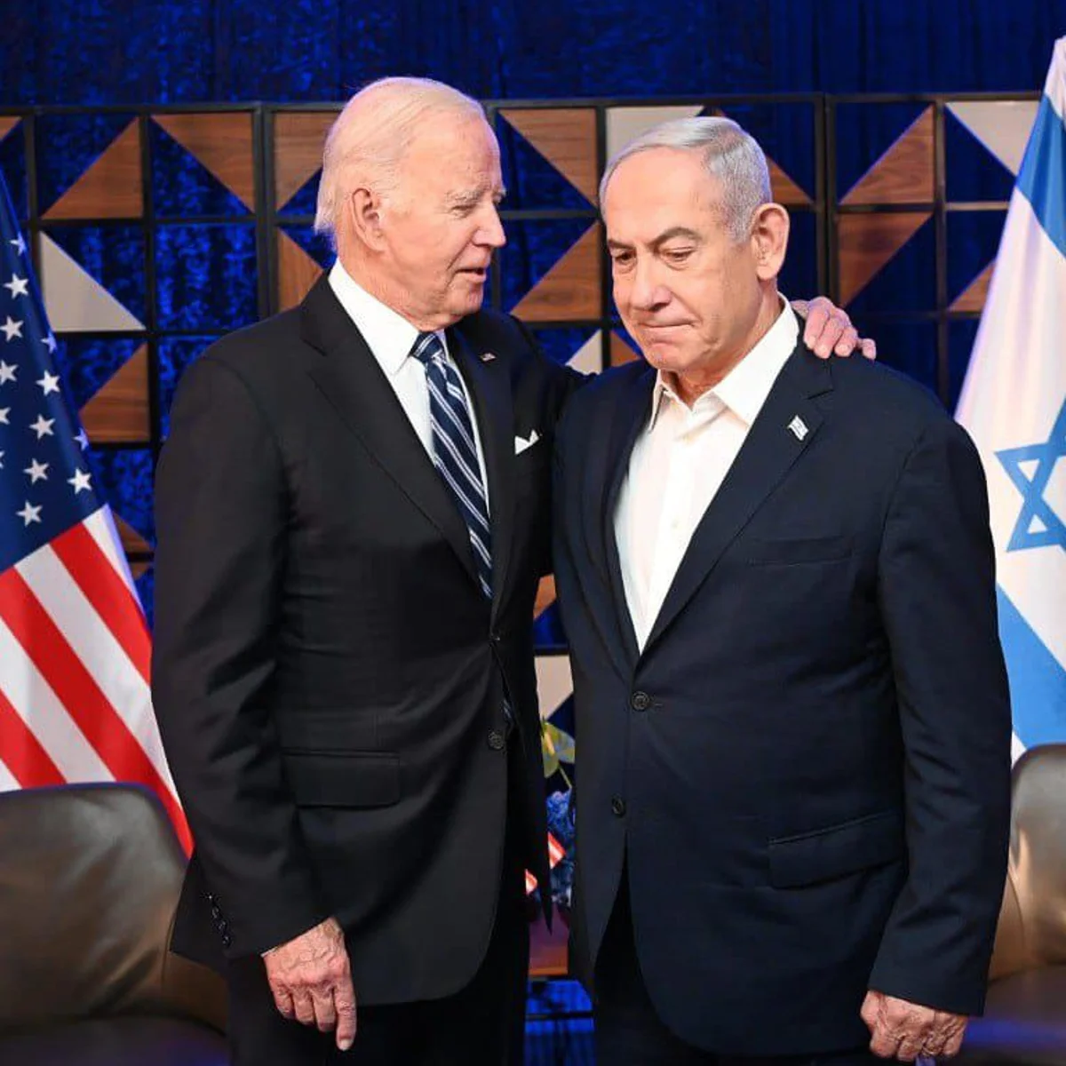 Joe Biden with Benjamin Netanyahu in October last year. AIPAC’s influence has been diminished by its unwavering backing of the Israeli PM.