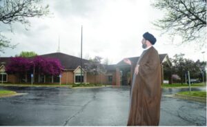 Sayyed Hassan Qazwini stands in front of the Islamic Institute of Knowledge building in Dearborn Heights. – File photo