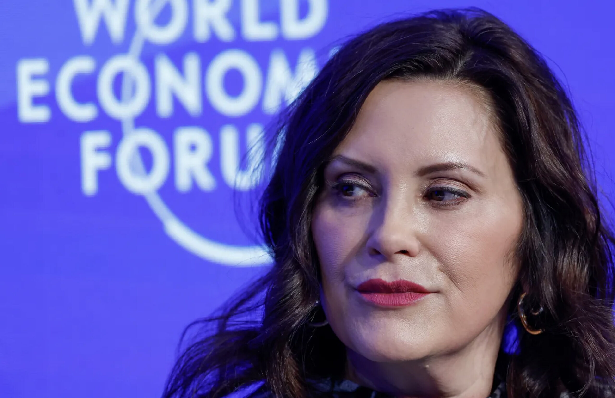 Gov. Gretchen Whitmer during a panel session on the opening day of the World Economic Forum in Davos.